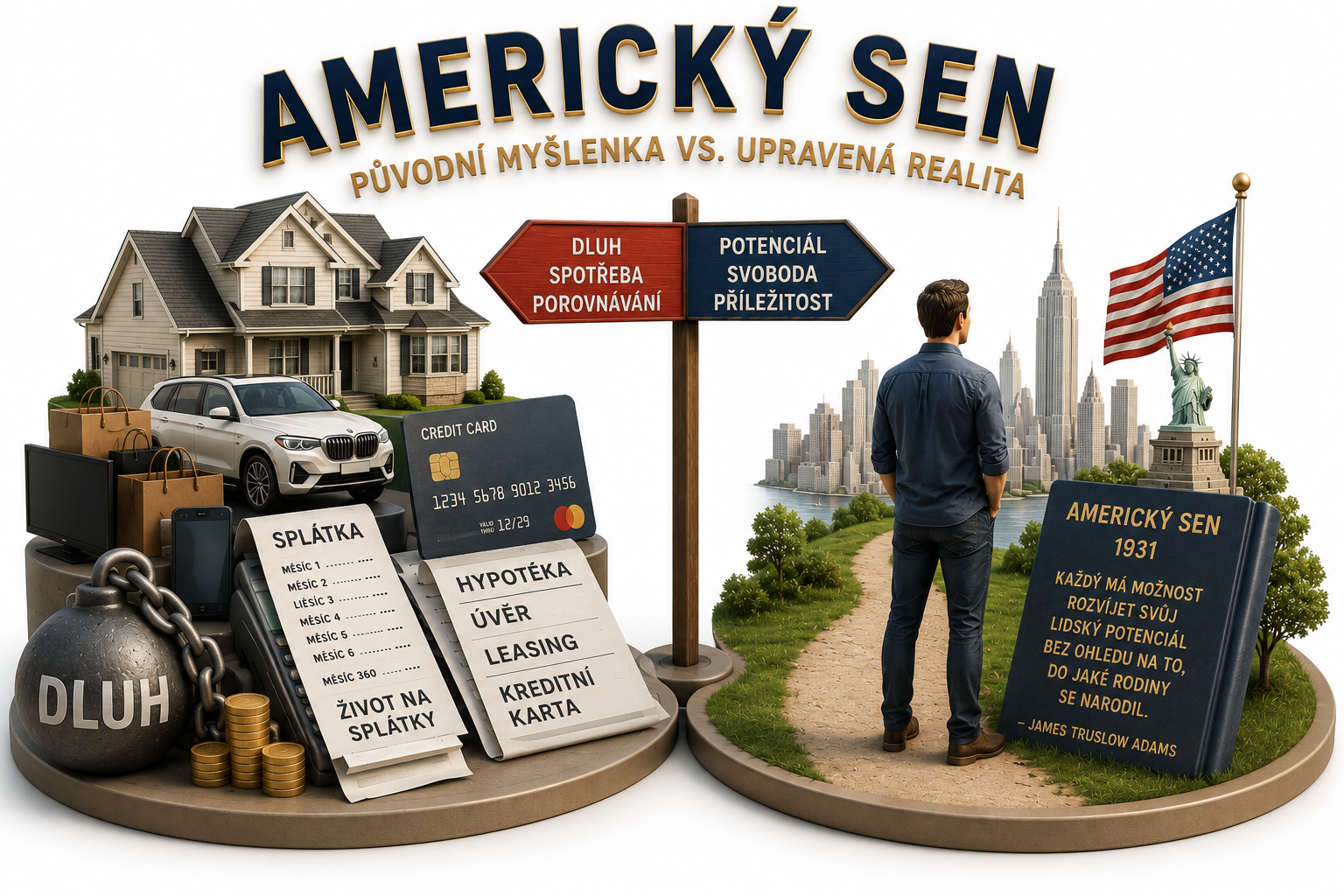 Americký sen a marketing konzumní společnosti – dům, auto, dluhy a původní význam amerického snu